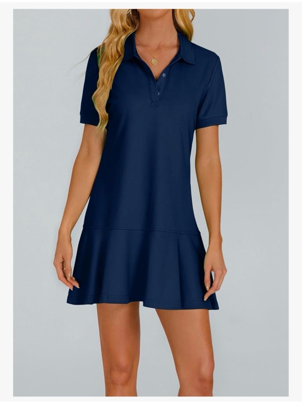 New Navy Polo Ruffle Hem Dress